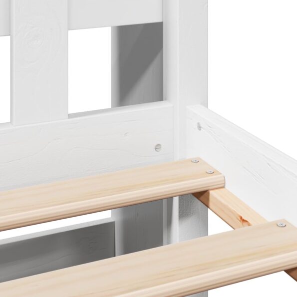 vidaXL Posteľ s knižnicou bez matraca biela 160x200cm borovicový masív – Obrázok 9