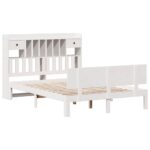 vidaXL Posteľ s knižnicou bez matraca biela 140x190cm borovicový masív – Obrázok 3