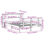 vidaXL Posteľ s knižnicou bez matraca biela 150x200cm borovicový masív – Obrázok 11