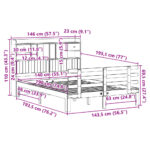 vidaXL Posteľ s knižnicou bez matraca 140x190 cm borovicový masív – Obrázok 11