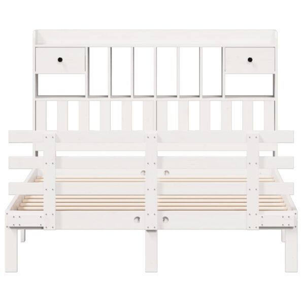 vidaXL Posteľ s knižnicou bez matraca biela 160x200cm borovicový masív – Obrázok 4