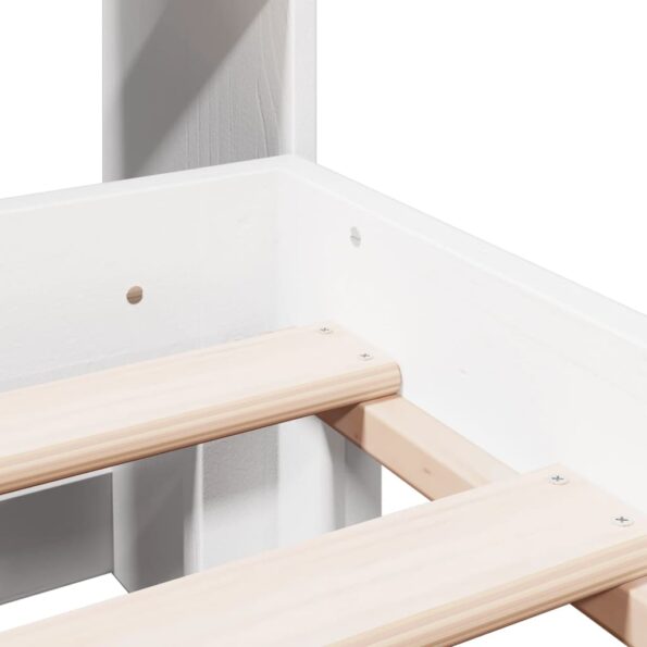 vidaXL Posteľ s knižnicou bez matraca biela 160x200cm borovicový masív – Obrázok 9