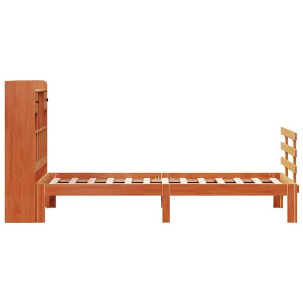 vidaXL Posteľ s knižnicou bez matraca vosková 75x190 cm borovica – Obrázok 5