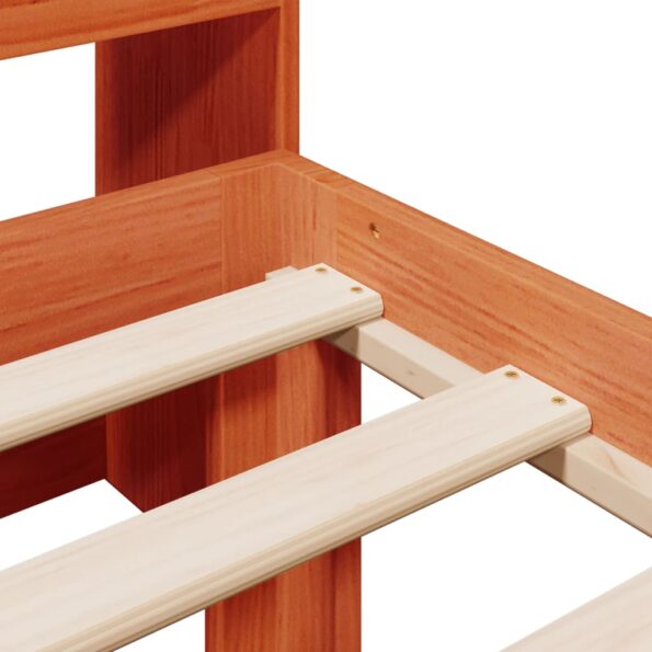 vidaXL Posteľ s knižnicou bez matraca vosková 75x190 cm borovica – Obrázok 9