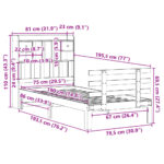 vidaXL Posteľ s knižnicou bez matraca vosková 75x190 cm borovica – Obrázok 11