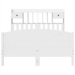 vidaXL Posteľ s knižnicou bez matraca biela 150x200cm borovicový masív – Obrázok 4