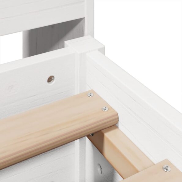 vidaXL Posteľ s knižnicou bez matraca biela 150x200cm borovicový masív – Obrázok 9