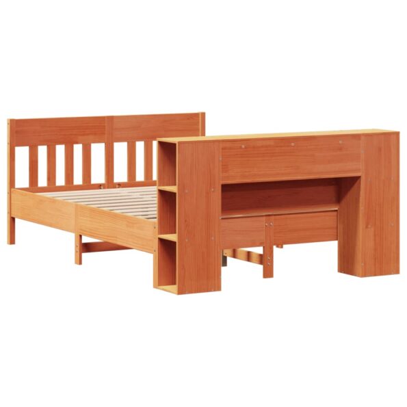 vidaXL Posteľ s knižnicou bez matraca vosková 140x200 cm borovica – Obrázok 6