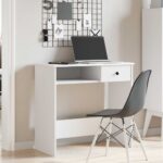 vidaXL Písací stôl, biely 80x40x75 cm, drevotrieska – Obrázok 3