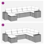 vidaXL 7-dielna záhradná súprava pohoviek s vankúšmi hnedá polyratan – Obrázok 11