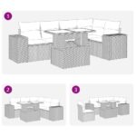 vidaXL 6-dielna záhradná sedacia súprava s vankúšmi hnedá polyratanová – Obrázok 11