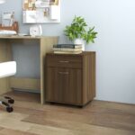 vidaXL Skrinka na kolieskach hnedý dub 45x38x54 cm spracované drevo