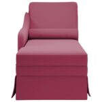 vidaXL Leňoška s valcom a opierkou ruky napravo, vínovo červená, zamat – Obrázok 4