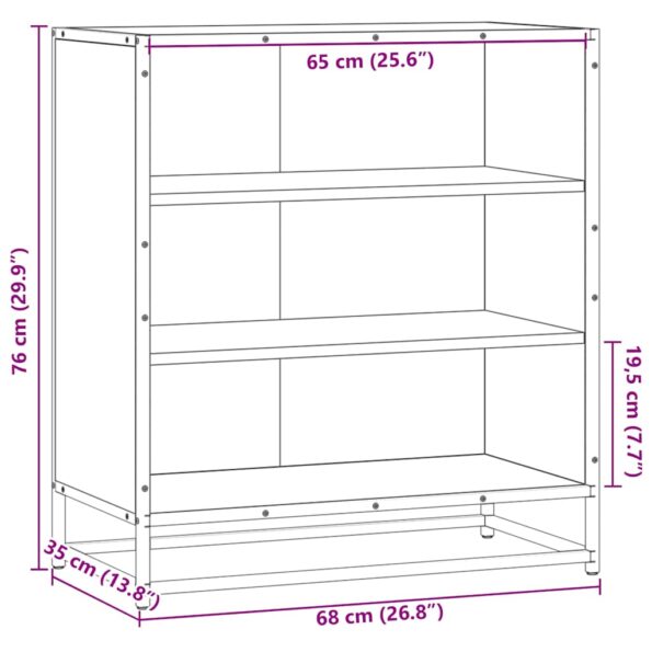 vidaXL Komoda dymový dub 68x35x76 cm kompozitné drevo a kov – Obrázok 9