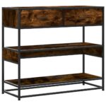 vidaXL Konzolový stolík dymový dub 90x35x80 cm kompozitné drevo – Obrázok 2