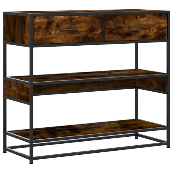 vidaXL Konzolový stolík dymový dub 90x35x80 cm kompozitné drevo – Obrázok 2