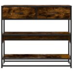 vidaXL Konzolový stolík dymový dub 90x35x80 cm kompozitné drevo – Obrázok 4