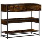 vidaXL Konzolový stolík dymový dub 90x35x80 cm kompozitné drevo – Obrázok 5