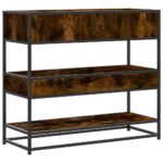 vidaXL Konzolový stolík dymový dub 90x35x80 cm kompozitné drevo – Obrázok 7