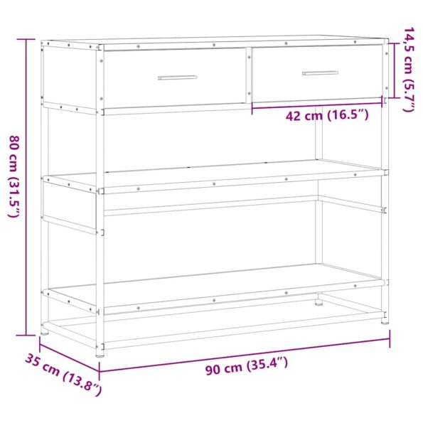 vidaXL Konzolový stolík dymový dub 90x35x80 cm kompozitné drevo – Obrázok 10