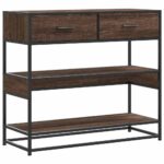 vidaXL Konzolový stolík hnedý dub 90x35x80 cm kompozitné drevo – Obrázok 2