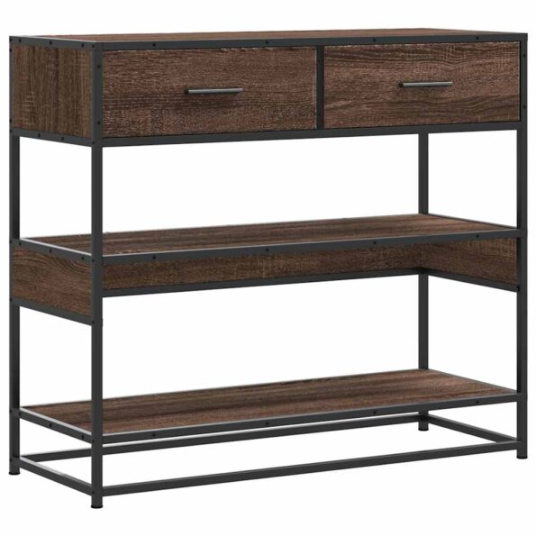 vidaXL Konzolový stolík hnedý dub 90x35x80 cm kompozitné drevo – Obrázok 2