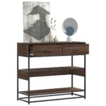 vidaXL Konzolový stolík hnedý dub 90x35x80 cm kompozitné drevo