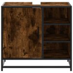 vidaXL Kúpeľňová skrinka na umývadlo dymový dub kompozitné drevo – Obrázok 5