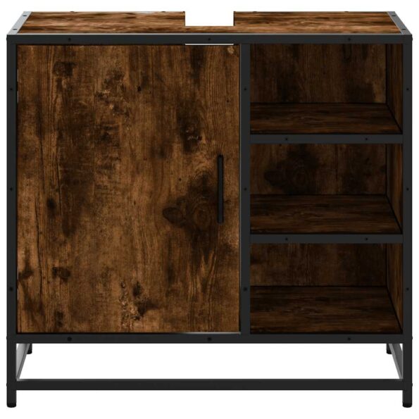 vidaXL Kúpeľňová skrinka na umývadlo dymový dub kompozitné drevo – Obrázok 5