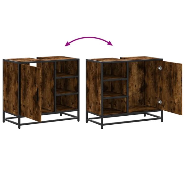 vidaXL Kúpeľňová skrinka na umývadlo dymový dub kompozitné drevo – Obrázok 9