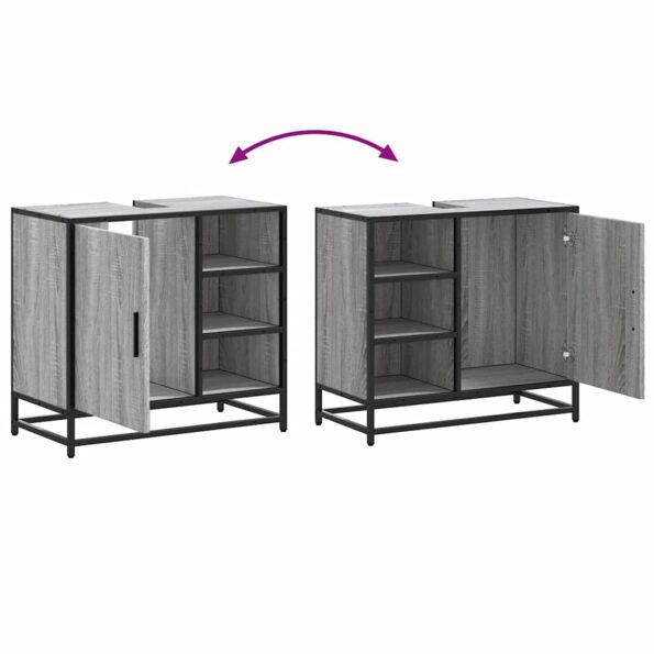 vidaXL Kúpeľňová skrinka na umývadlo sivý sonoma kompozitné drevo – Obrázok 9