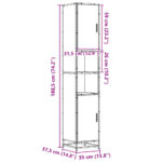 vidaXL Skrinka do kúpeľne sonoma 35x37,5x188,5 cm kompozitné drevo kov – Obrázok 12