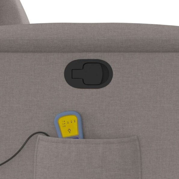 vidaXL Sklápacie masážne kreslo sivohnedé látka – Obrázok 10