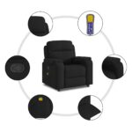 vidaXL Sklápacie masážne kreslo čierne látkové – Obrázok 8