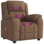 vidaXL Sklápacie masážne kreslo hnedé látka – Obrázok 6