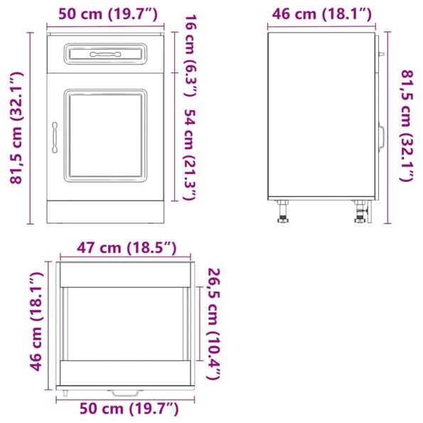 vidaXL Kuchynská spodná skrinka Kalmar, hnedý dub, kompozitné drevo – Obrázok 12