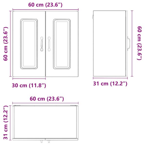 vidaXL Kuchynská nástenná skrinka Kalmar, dymový dub, kompozitné drevo – Obrázok 9