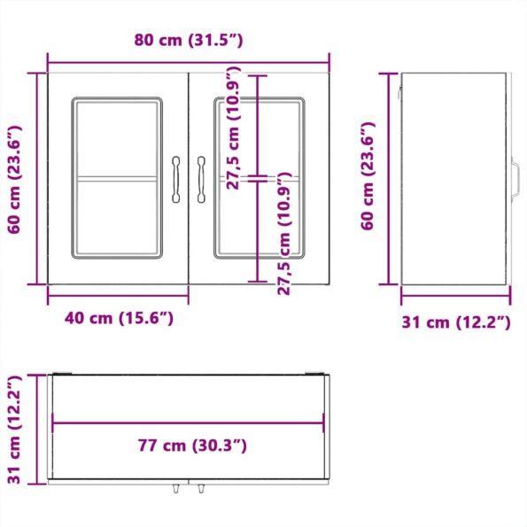 vidaXL Kuchynská nástenná skrinka so sklenenými dvierkami Kalmar – Obrázok 12