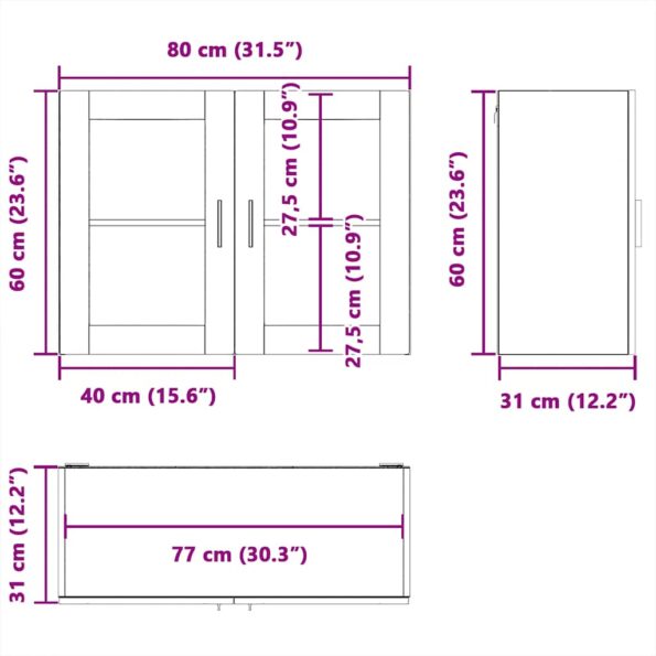 vidaXL Kuchynská nástenná skrinka so sklenenými dvierkami Porto biela – Obrázok 12