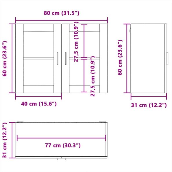 vidaXL Kuchynská nástenná skrinka so sklenenými dvierkami Porto čierna – Obrázok 12
