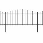 vidaXL Záhradný plot s hrotmi, oceľ (0,5-0,75)x5,1 m, čierny – Obrázok 2