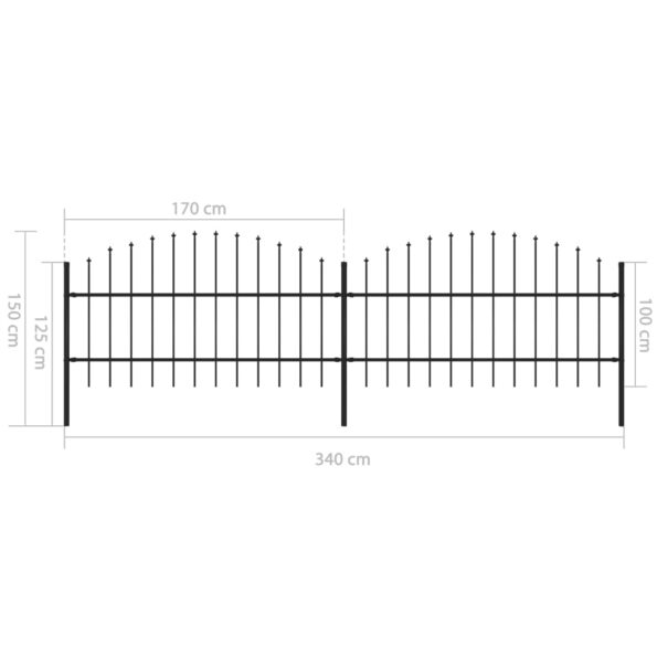 VXL8719883714424_g_en_hd_4.jpg vidaXL Záhradný plot s hrotmi, oceľ (0,75-1)x3,4 m, čierny – Obrázok 5