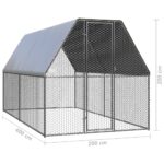 vidaXL Vonkajšia klietka pre sliepky 2x4x2 m pozinkovaná oceľ – Obrázok 5
