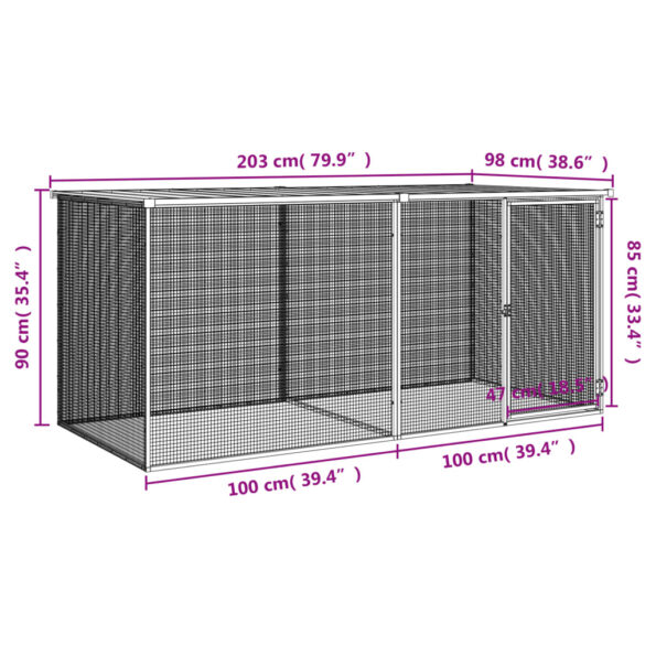 VXL8720845916695_g_en_hd_6.jpg vidaXL Klietka pre kurčatá strecha bledosivá 203x98x90 cm poz. oceľ – Obrázok 8