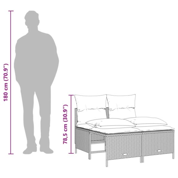 vidaXL 5-dielna záhradná súprava pohoviek s vankúšmi svetlosivá – Obrázok 8