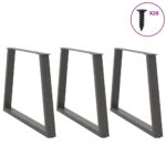 vidaXL Nohy k jedálenskému stolu v tvare V, 3 ks, antracitové, 90 x (72-73,3) cm, oceľ – Obrázok 3
