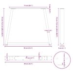 vidaXL Nohy k jedálenskému stolu v tvare V, 3 ks, antracitové, 90 x (72-73,3) cm, oceľ – Obrázok 10