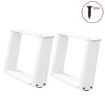 vidaXL Nohy konferenčného stolíka v tvare U, 2 ks, biele, 40 x (30-31) cm, oceľové