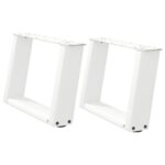 vidaXL Nohy konferenčného stolíka v tvare U, 2 ks, biele, 40 x (30-31) cm, oceľové – Obrázok 2