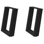 vidaXL Nohy konferenčného stolíka v tvare U, 2 ks, čierne, 38 x (42-43) cm, oceľové – Obrázok 2